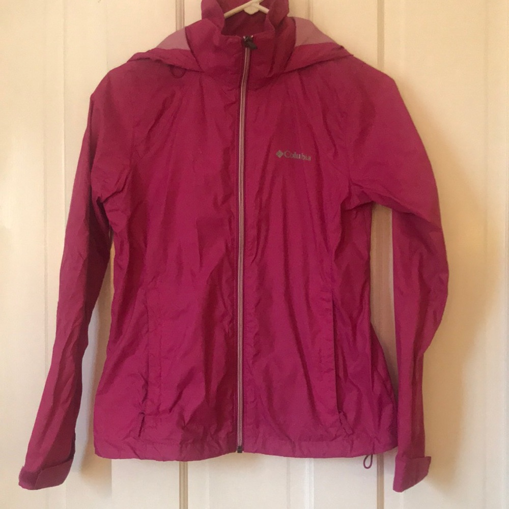 Hot pink rain jacket